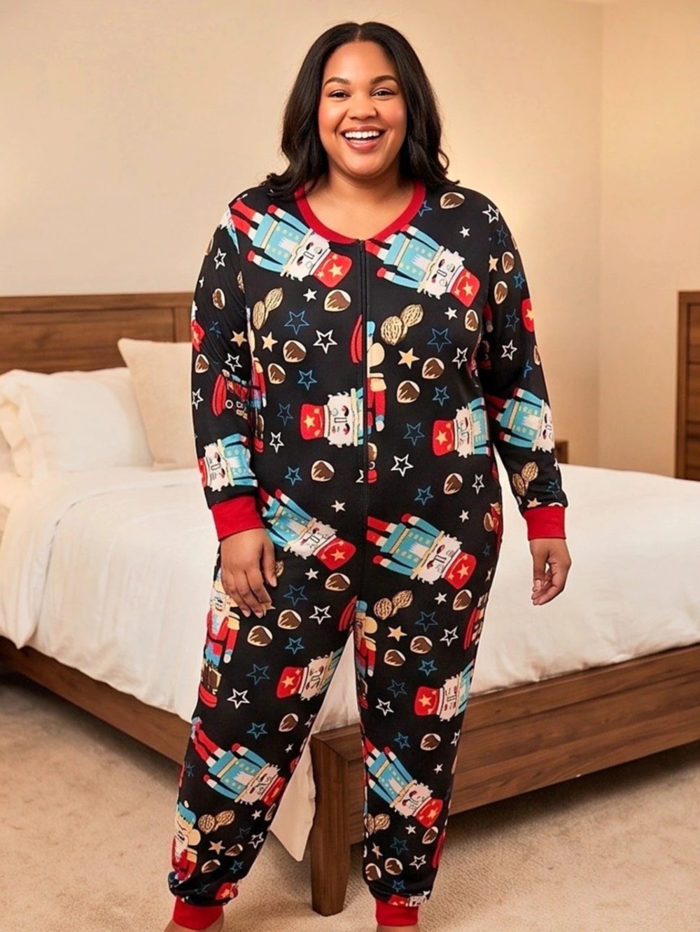 Torrid Printed Zip-Front Pajama Set in Black & Red
